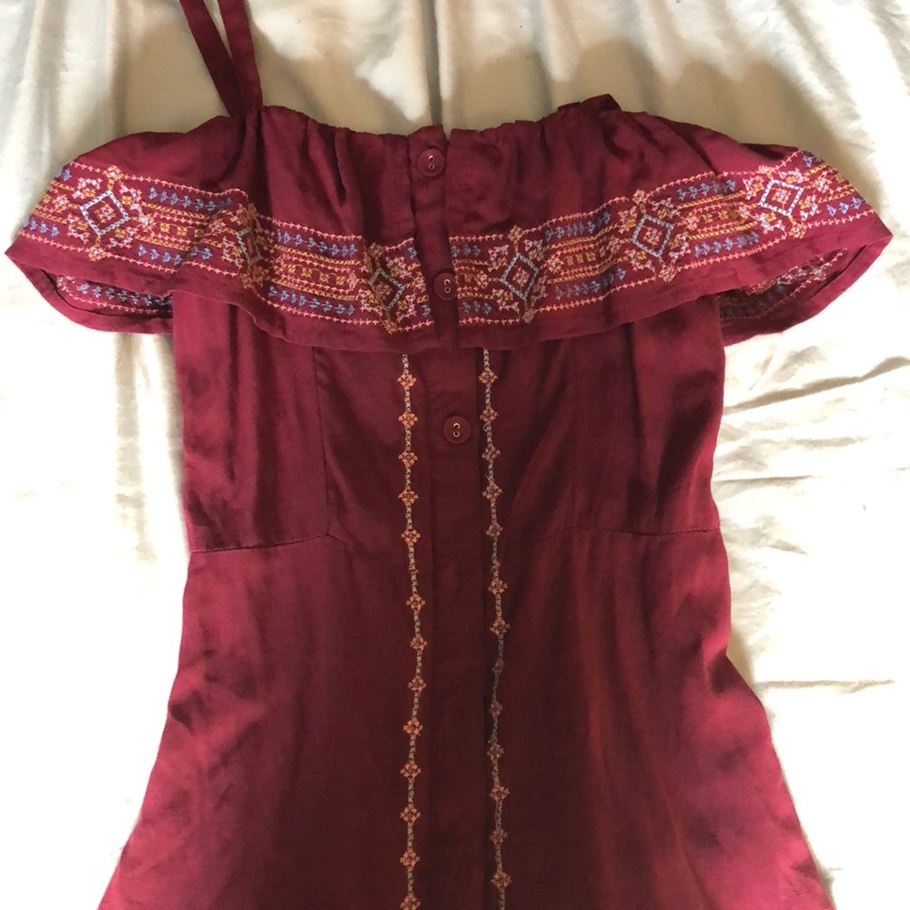 Maroon/Tribal print dress